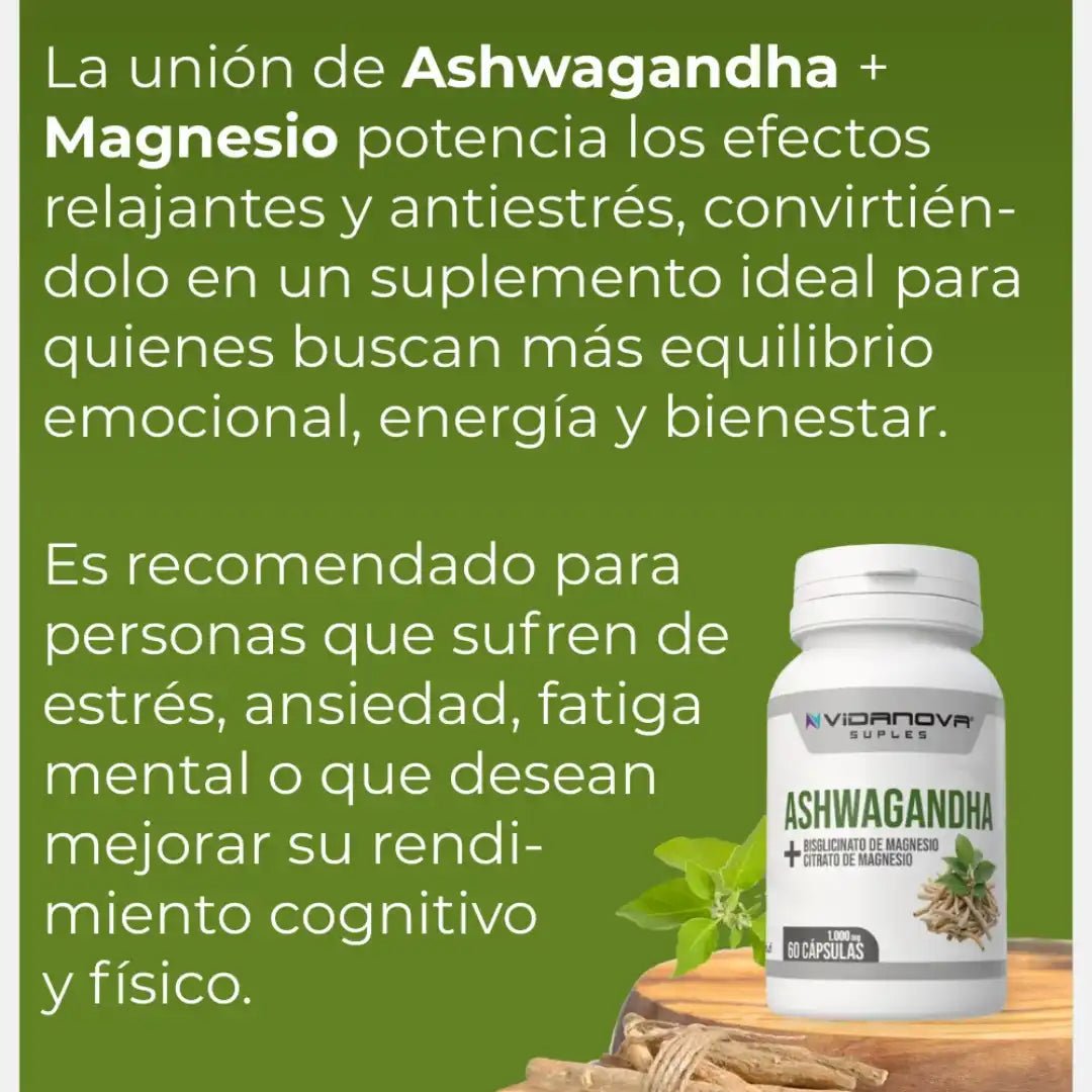 ASHWAGANDHA + MAGNESIO 1000mg 60 CAPS - kira.cl