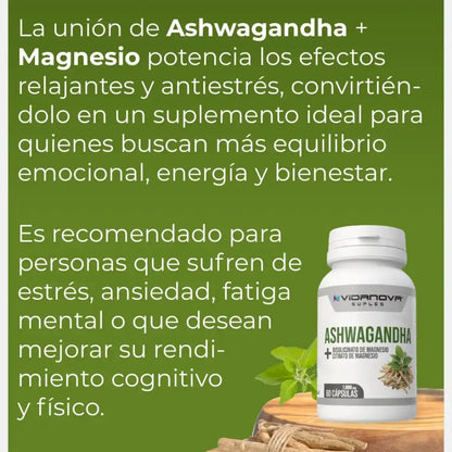 ASHWAGANDHA + MAGNESIO 1000mg 60 CAPS - kira.cl